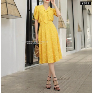 Set áo váy chấm bi thắt nơ xinh xắn SB11