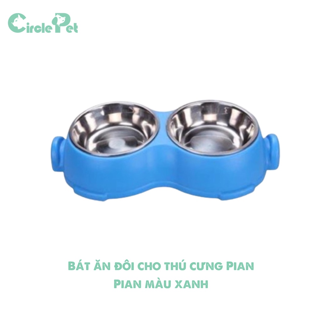 Bát Ăn Đôi Cho Thú Cưng Pian Pian Có Tay Cầm Đế Chống Trơn Trượt Nhiều Màu Sắc - Circle Pet