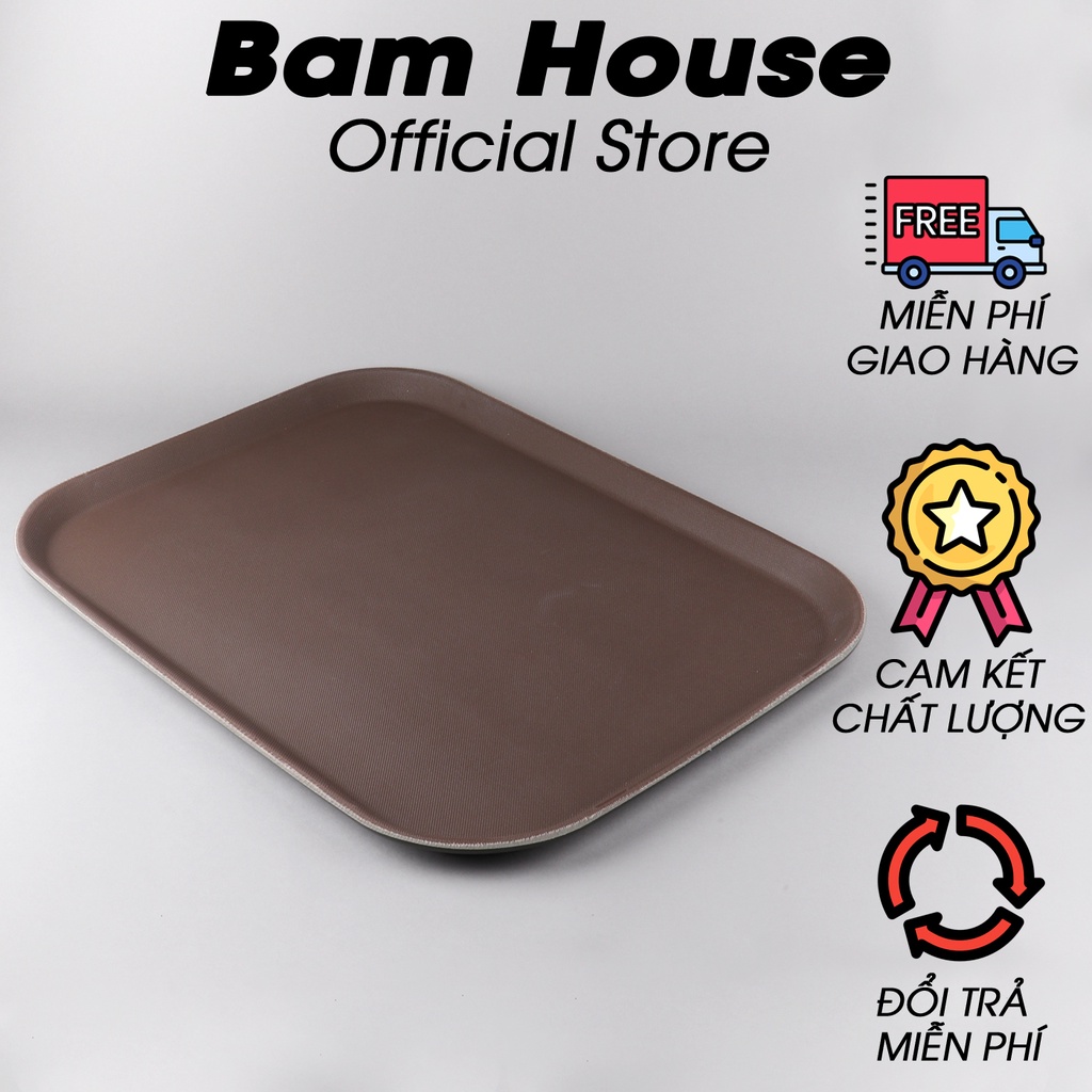 Khay phục vụ hình chữ nhật Bam House chống trơn trượt nhựa cao cấp 35x40cm KV02 - Gia dụng bếp