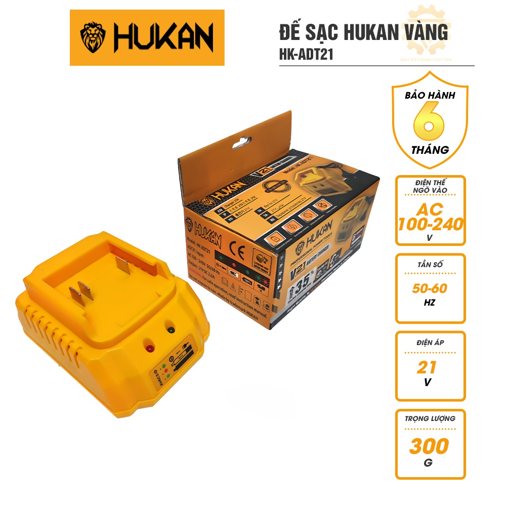 Đế sạc HUKAN HK-ADT21 21V vàng cao cấp dùng cho máy bulong máy khoan máy cưa
