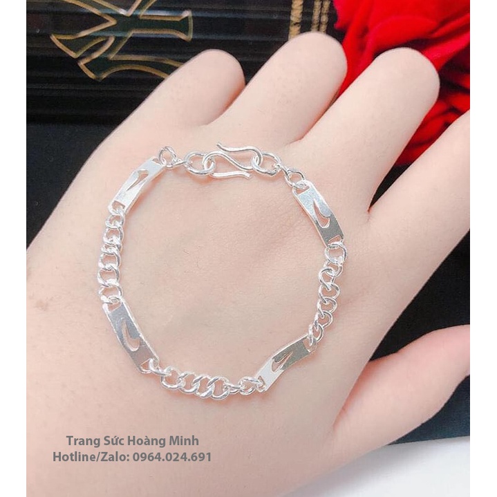 Lắc bạc trẻ em họa tiết nike sang trọng - Vòng bạc đẹp cho bé