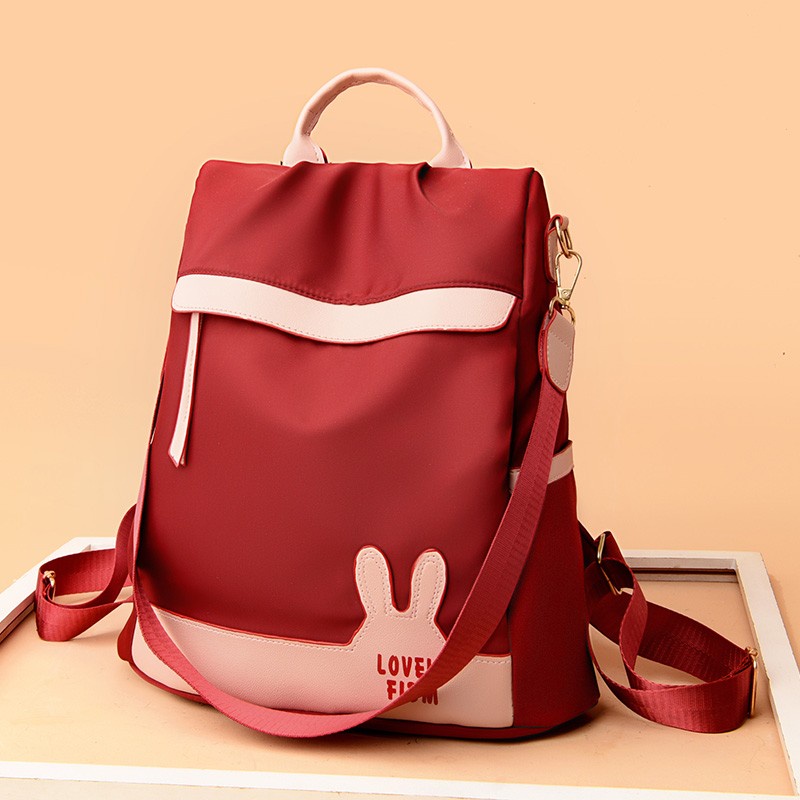 Ba Lô Vải Tổng Hợp Hai Ngăn Chống Trộm Phong Cách Thời Trang Mới Đơn Giản Cho Nữ