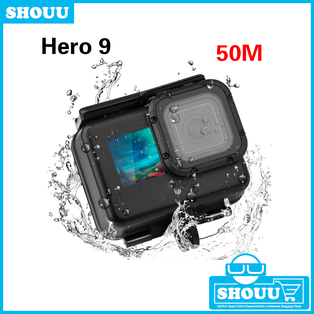 Ốp bảo vệ máy ảnh Go Pro 9/Gopro Hero 9 chống nước đến độ sâu 50m có thể cảm ứng chất lượng cao