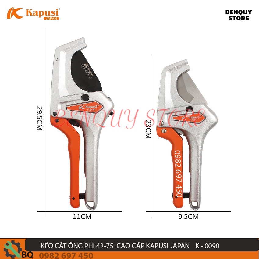 Kéo Cắt Ống Nhựa PVC PPR PE PU Kapusi Japan Φ51mm Bảo Hành 6 Tháng - Kéo Cắt Ống Nước Cao Cấp Tiêu Chuẩn NHẬT.