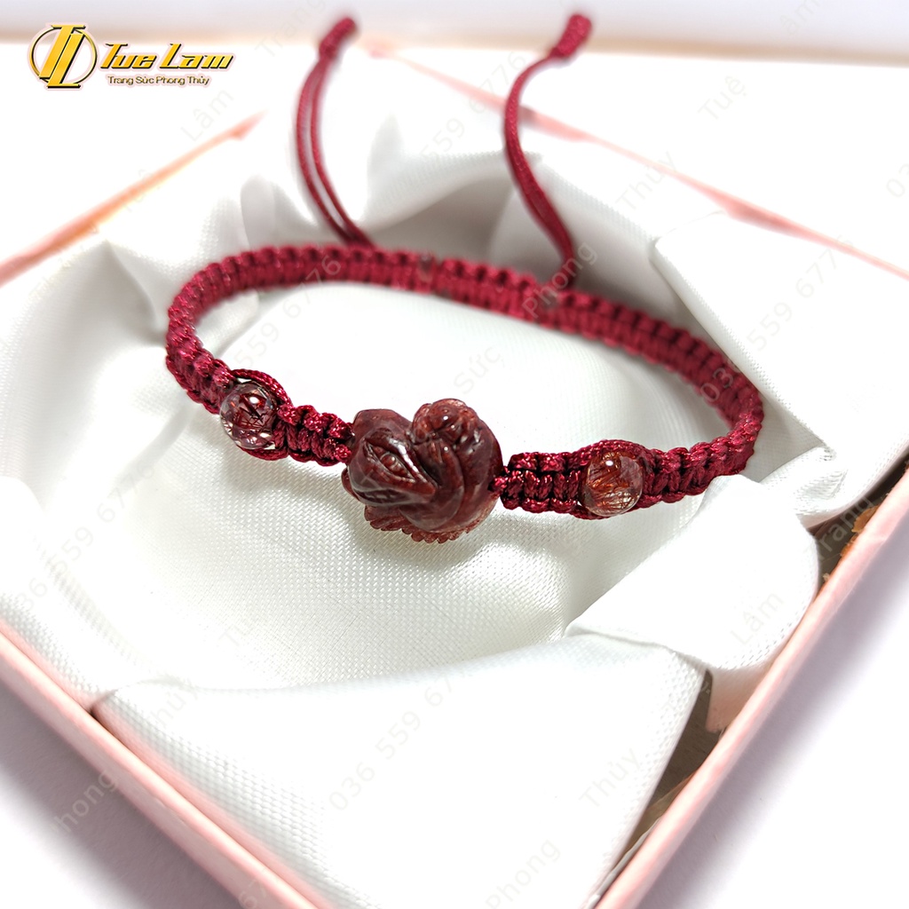 Vòng tay nữ handmade bện dây chỉ cao cấp mix mặt hồ ly tóc đỏ - Tuệ Lâm