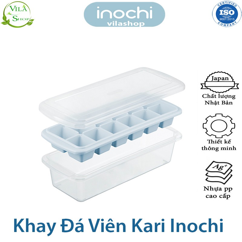 Khay Làm Đá, Khay Làm Thạch Kari 12 Viên, Khay Tích Trữ Đồ Ăn Dặm Cho Bé Nhựa Dẻo Cao Cấp Inochi Kháng Khuẩn -  Khử Mùi