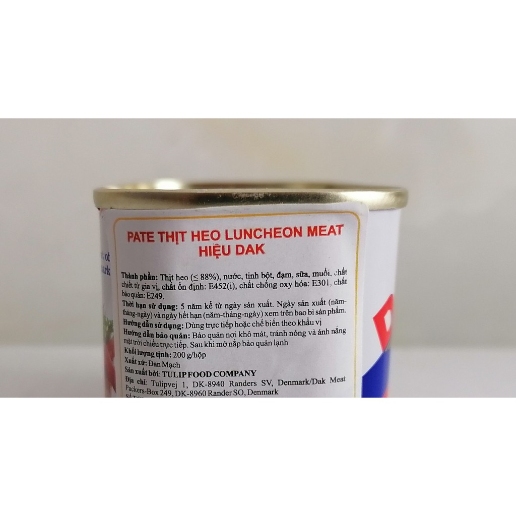 [200g – Hộp vuông] PATE THỊT HEO [Denmark] DAK Pork Luncheon Meat (tgc-hk)