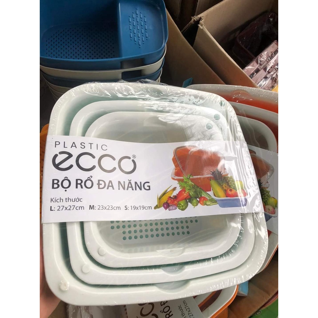 Rổ nhựa đa năng 6 món kèm chậu Ecco Việt Nhật  đựng rau, hoa quả, đựng đồ