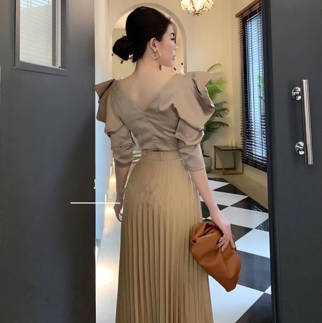 CHÂN VÁY DÀI XẾP LY KÈM ĐAI HÀNG ĐẸP LOẠI 1