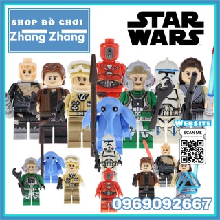 Đồ chơi Xếp hình Star Wars gồm Kessel Droid - Rey - Rebel Trooper Han Solo - Darth Vader Minifigures Pogo PG8145