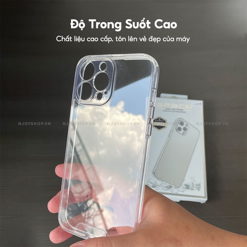 Ốp Trong Suốt Nút Bấm Kim Loại Bảo Vệ Camera Cho Điện Thoại IP11/12/13/14 Pro Max Space Gen 2 Njoyshop