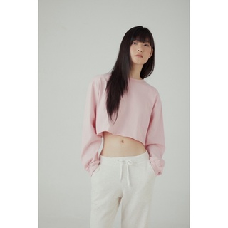 Áo croptop tay dài trơn basic đen hồng Kyubi LND