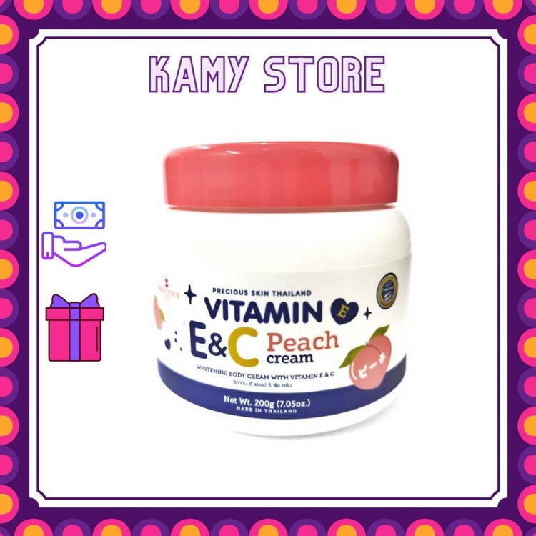 Kem body Vitamin E & C Peach Cream 200g Thái Lan