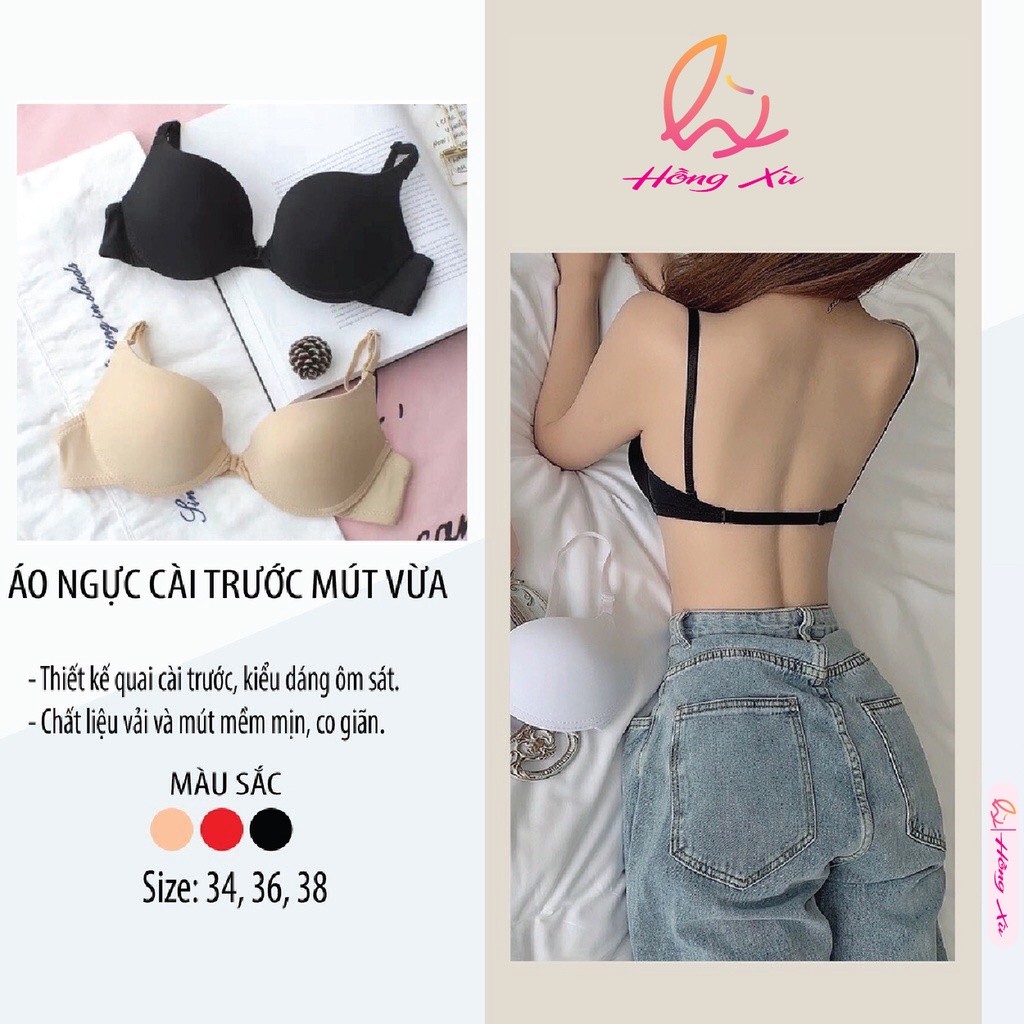 Áo Lót Cài Trước Nâng Ngực Dây Mảnh Đeo Lưng Đệm Vừa Mã 1501