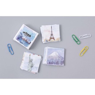 Bộ 46 Sticker Hàn Quốc Kỳ Quan Thế Giới trang trí E35