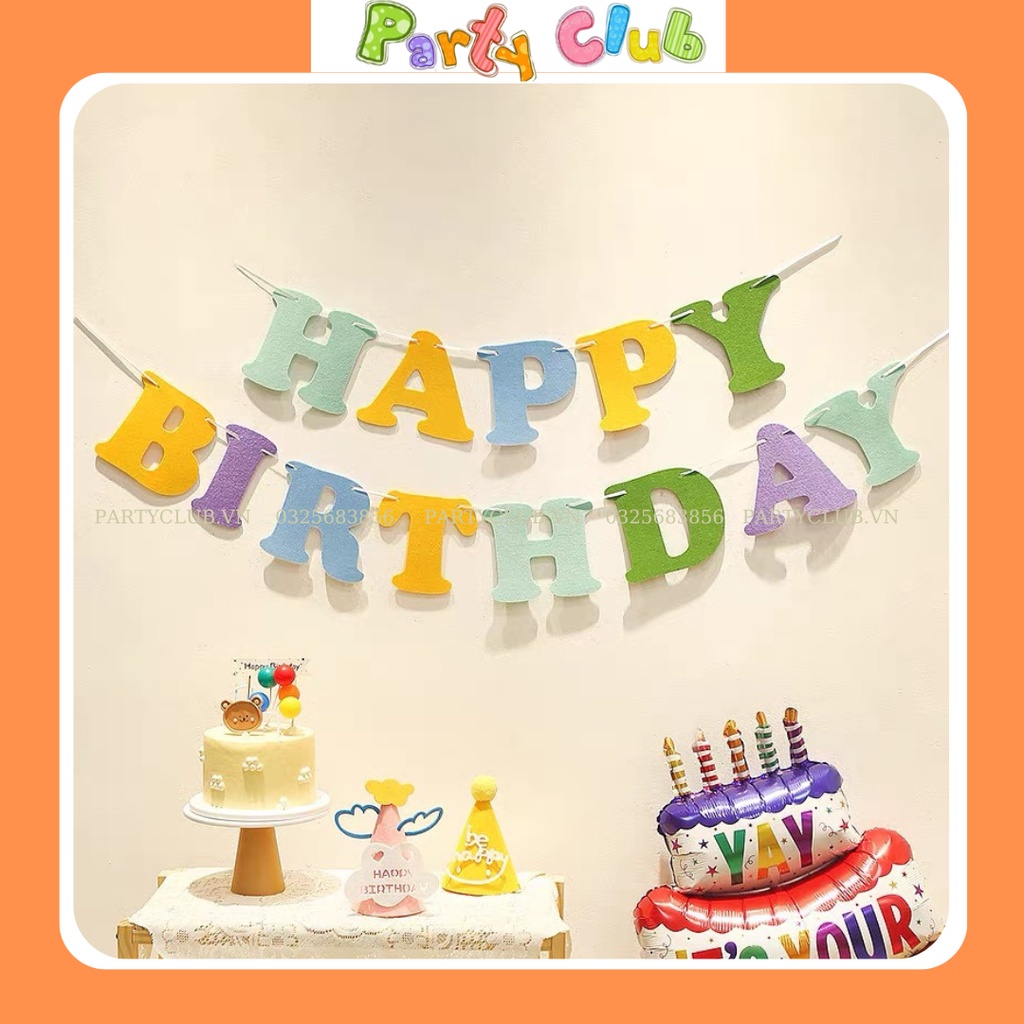 Dây treo chữ HAPPY BIRTH DAY nỉ nhiều màu trang trí sinh nhật