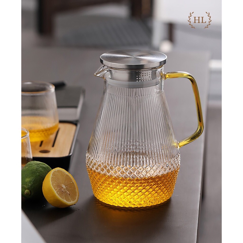 Bình cốc thuỷ tinh phong cách NORDIC vân kim cương-HL