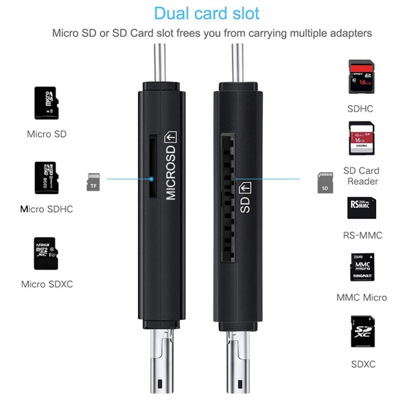 Đầu đọc thẻ SD GOOJODOQ 2 trong 1 chuyển đổi từ Micro USB OTG sang USB2.0 | BigBuy360 - bigbuy360.vn