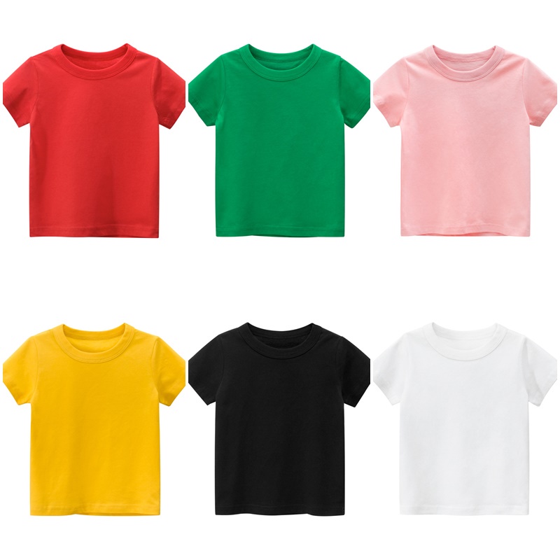 Áo thun cộc tay, Áo có tay cotton trơn màu cho bé