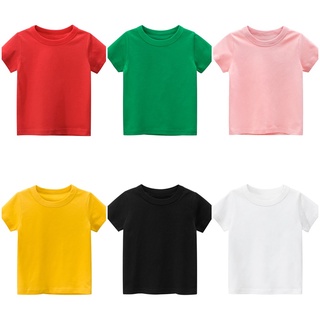 Áo thun cộc tay, Áo có tay cotton trơn màu cho bé