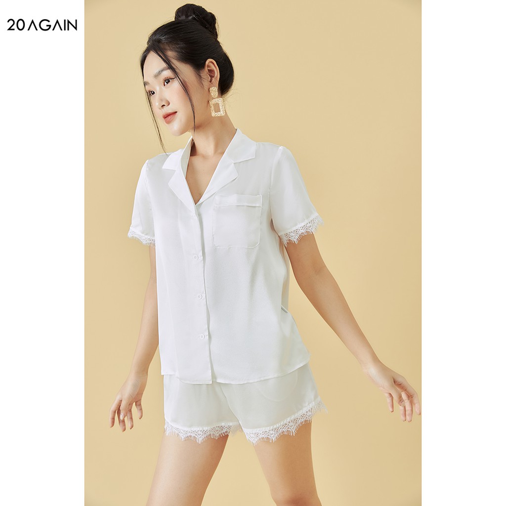 [Mã WABR0101 giảm 10% đơn 99K] Bộ pyjama đùi phối ren 20AGAIN, chất lụa cao cấp, thoáng mát NNA2062 | BigBuy360 - bigbuy360.vn