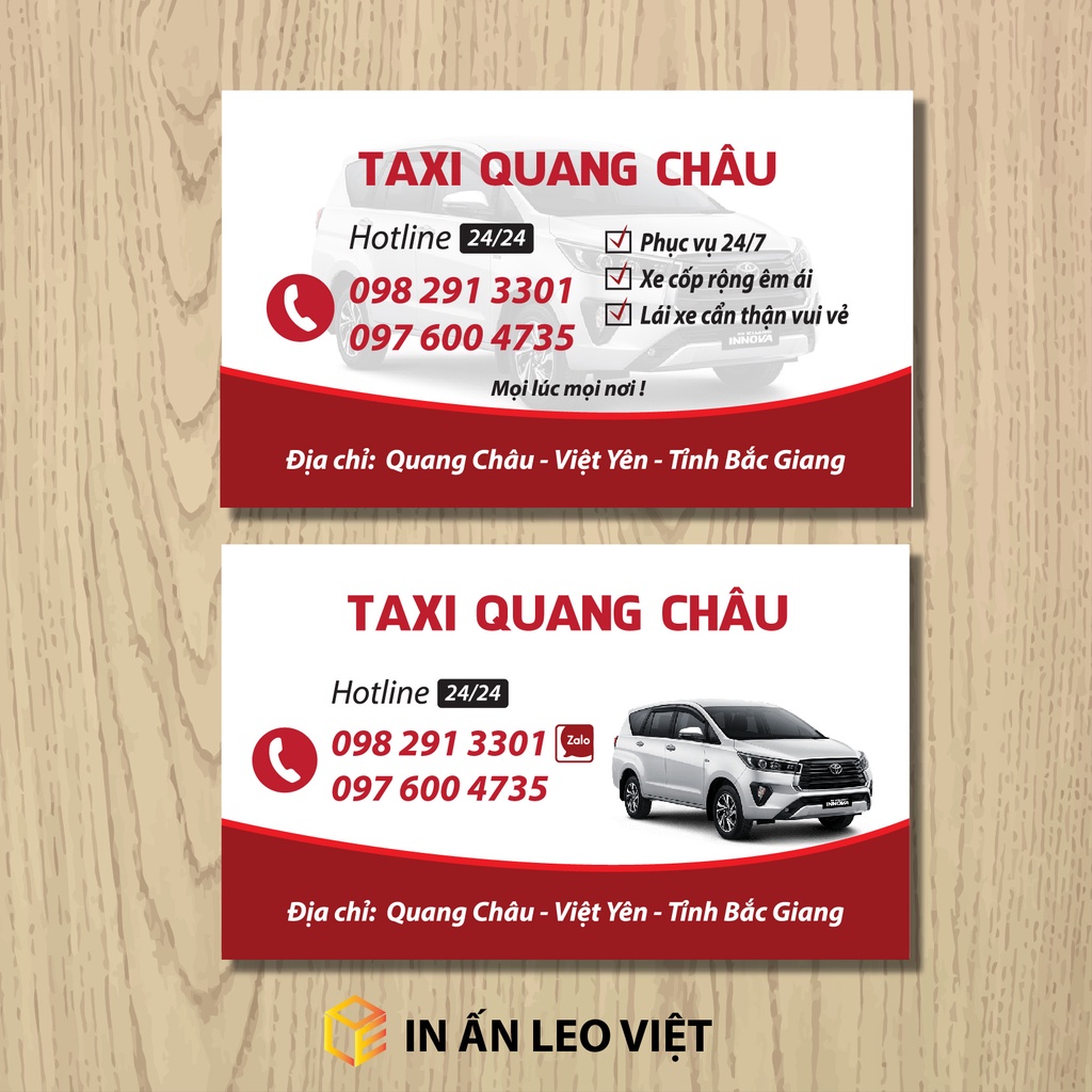 Name card danh thiếp cho xe TAXI kích thước 8.8x5.3cm thiết kế theo yêu cầu Giấy C300 Cán Màng Mờ