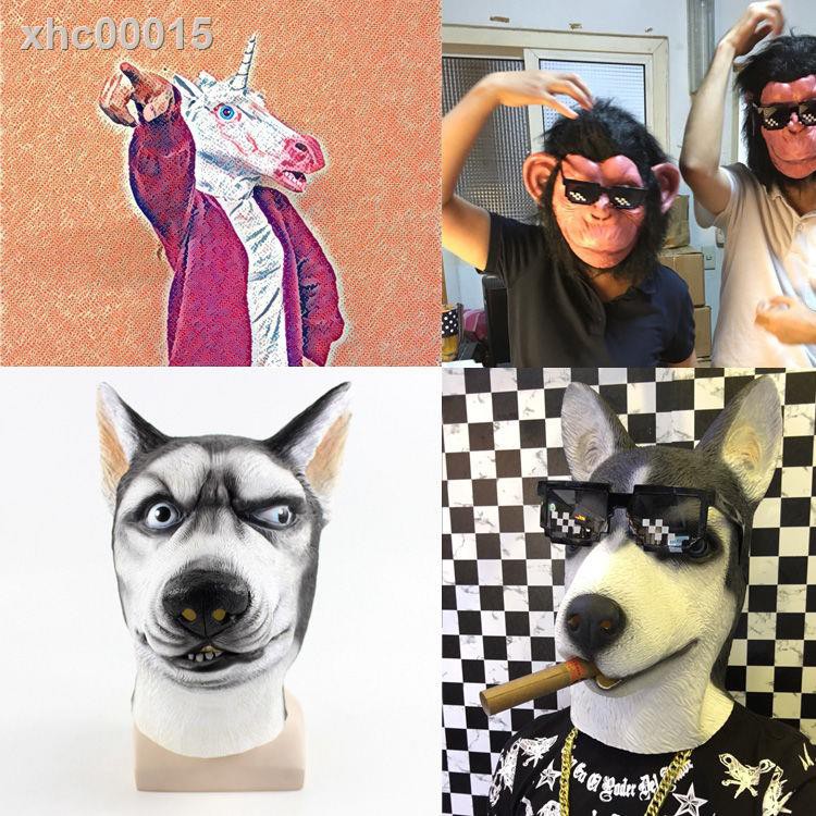 ☊♠Mặt nạ hóa trang hình đầu chú chó Husky vui nhộn