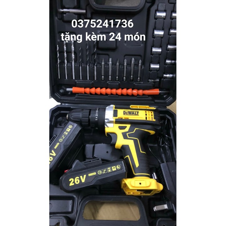 MÁY KHOAN BIN DEWALT TẶNG KÈM BỘ PHỤ KIỆN 24 MÓN