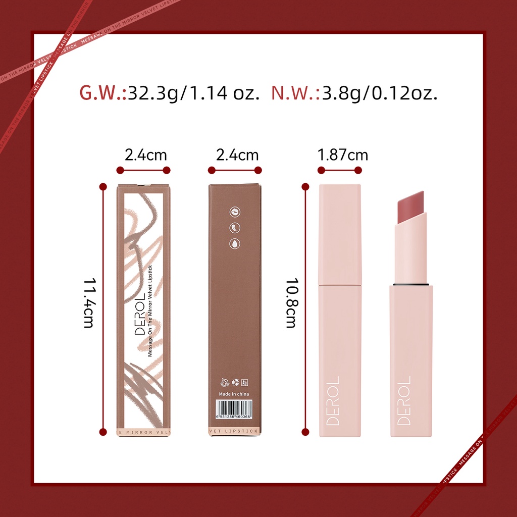 Son Môi Nhung Lì Derol 8 Màu Sắc Thời Trang Tùy Chọn