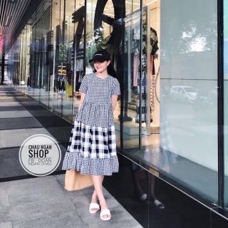 Đầm suông phối caro cực xinh