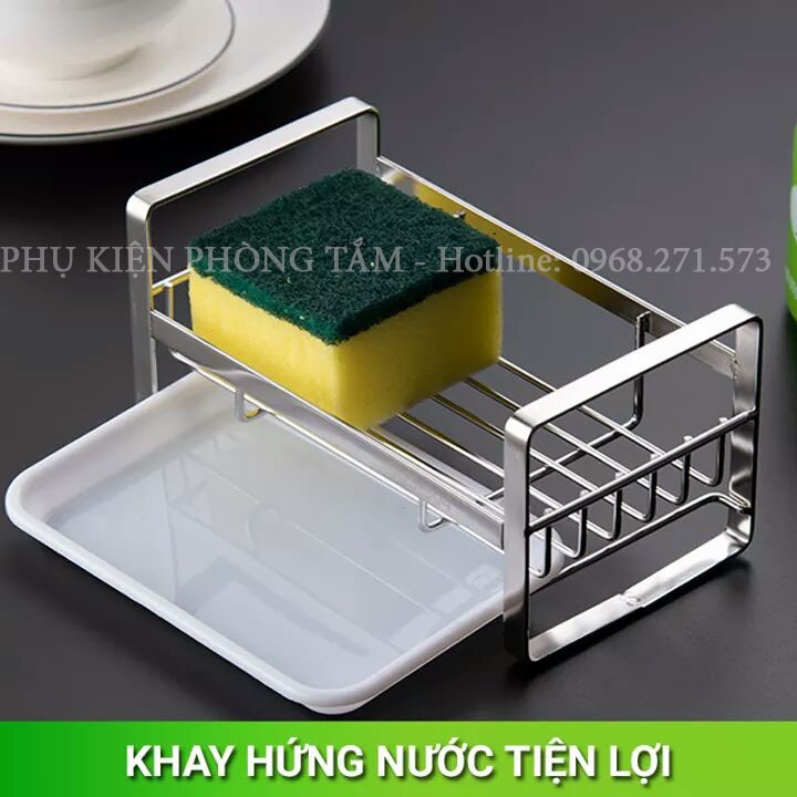 [LOẠI ĐẸP] Kệ Inox SUS 304 Để Đồ Rửa Chén Bát Chống Hoen Rỉ - Để Lên Bồn Rửa hoặc Dán Tường