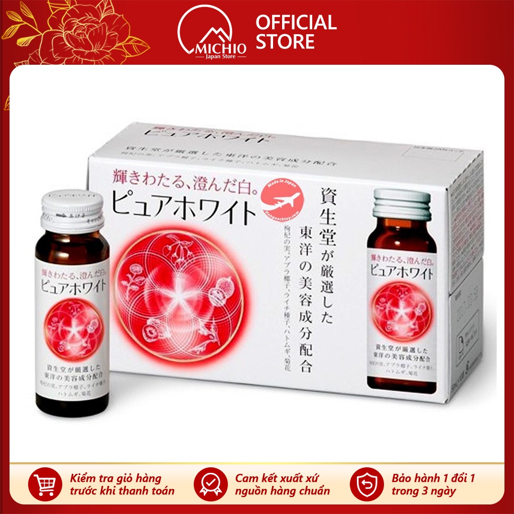 Nước uống làm trắng đẹp da Collagen Shiseido Pure White 1 Hộp 10 Lọ - Nhật Bản