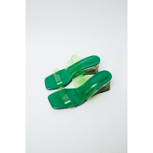 68922 - CAO GÓT ALANA CLEAR STRAP WEDGE MULES GREEN