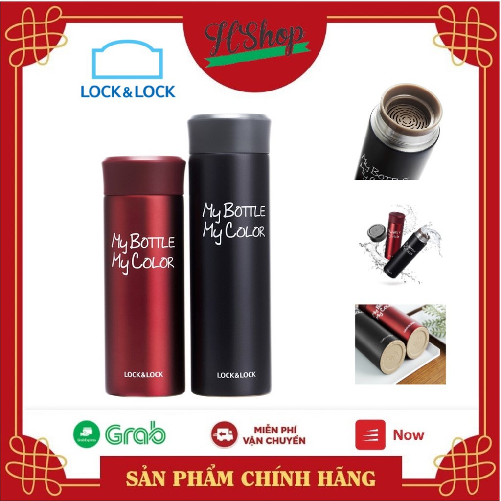 Bình Nước Giữ Nhiệt Lock&Lock  Lock&Lock Colorful Tumbler Đen + Đỏ (  390ml + 330ml )  - Hàng Chính Hãng