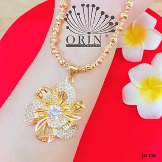 Dây chuyền nữ dạng bi mặt hoa xoáy tròn đá giữa cao cấp Orin D4108