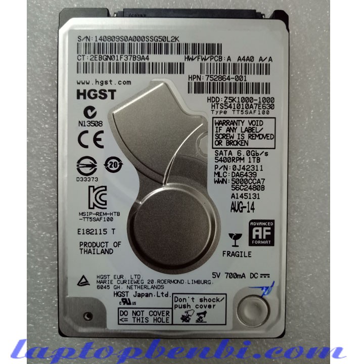 Ổ cứng laptop 1TB  Slim Hitachi HGST