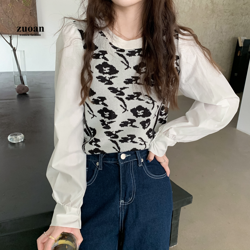 SUXI Áo Dệt Kim Tay Dài Dáng Rộng Thời Trang Mùa Thu Trẻ Trung Cho Nữ