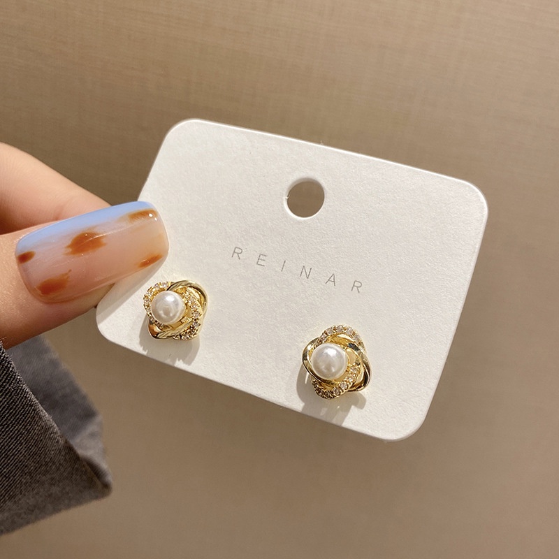 Bông Tai Đính Ngọc Trai Zircon Thời Trang Mới