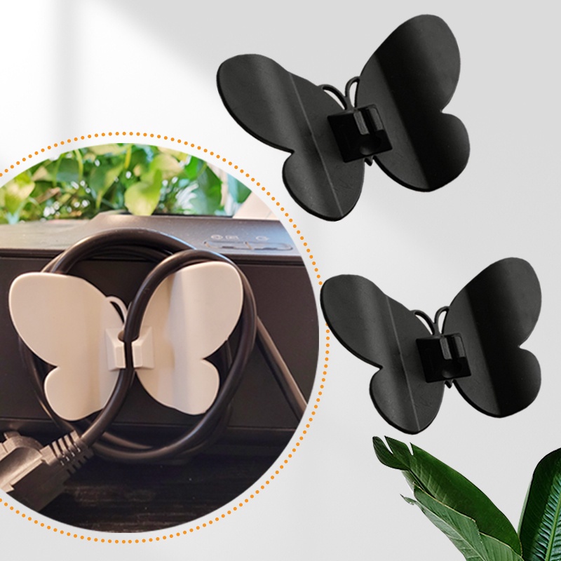 [Mới] Kẹp Cố Định Dây Cáp / Dụng Cụ Nhà Bếp Bằng Cao Su Mềm Tự Dính Hình Bướm Dễ Thương