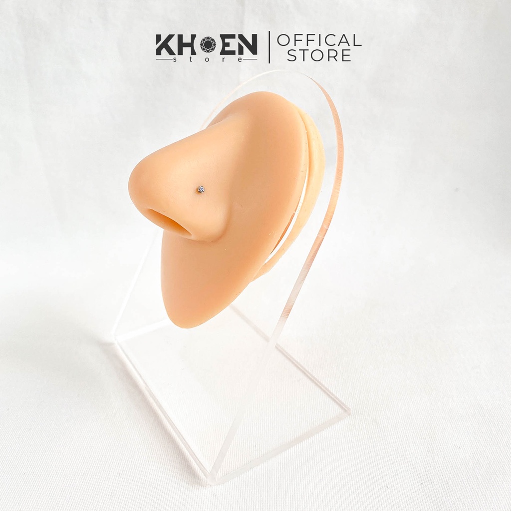 Khuyên mũi chân cong đá 2mm trơn - Thép không gỉ - Khoen Store