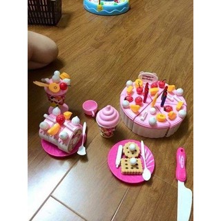 Combo đồ chơi cắt bánh sinh nhật và bếp mini kitty