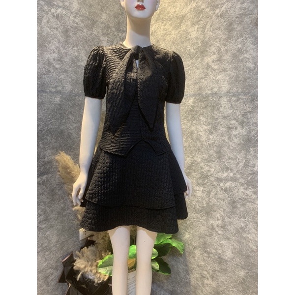 Sét áo nơ mix chân váy xoè 2 tầng siêu xinh