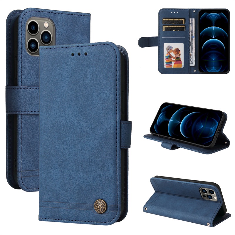 Bao da điện thoại nắp lật có ngăn đựng thẻ và dây đeo thích hợp cho For IPHONE 11 12 13 PRO MAX MINI