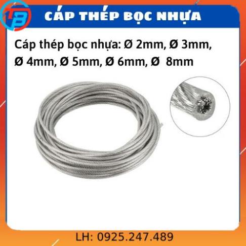 Dây Cáp Thép Bọc Nhựa 2MM, 3MM, 4MM ,5MM, 6MM, 8MM, Bán Lẻ Theo Mét, 2ly, 3ly, 4Ly, 5ly, 6ly, 8ly - (capthepsaigon)