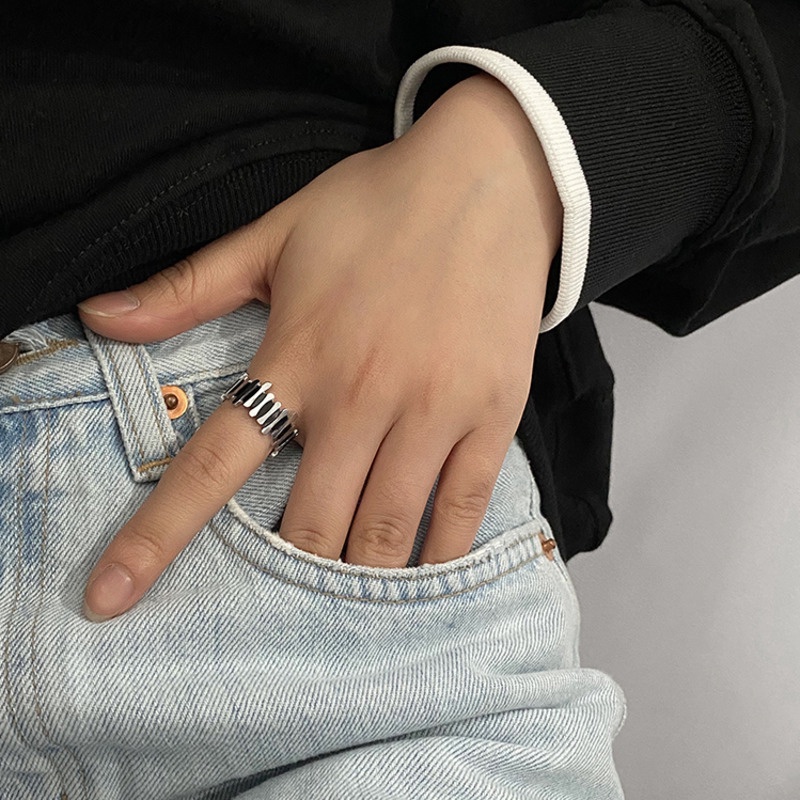 Nhẫn thép titan hình hàng rào thời trang hip hop cho nam và nữ