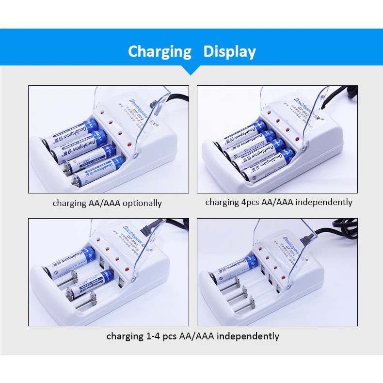 Bộ sạc pin tiểu AA và AAA đa năng cao cấp + tặng kèm 4 viên pin AA 1200 cùng hãng