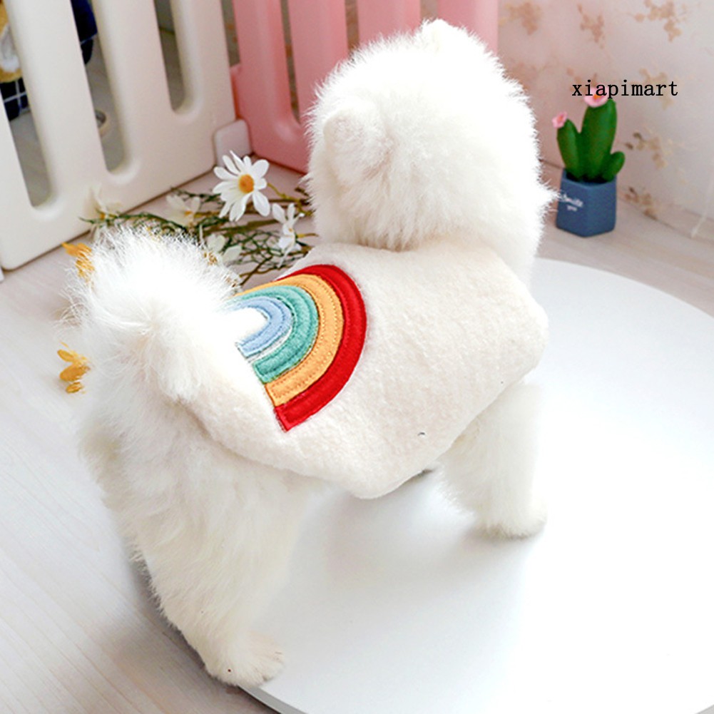 【Ready stock】Dog Heart Rainbow Pattern Stitching Jacket Pet Apparel Cat Comforting Clothes