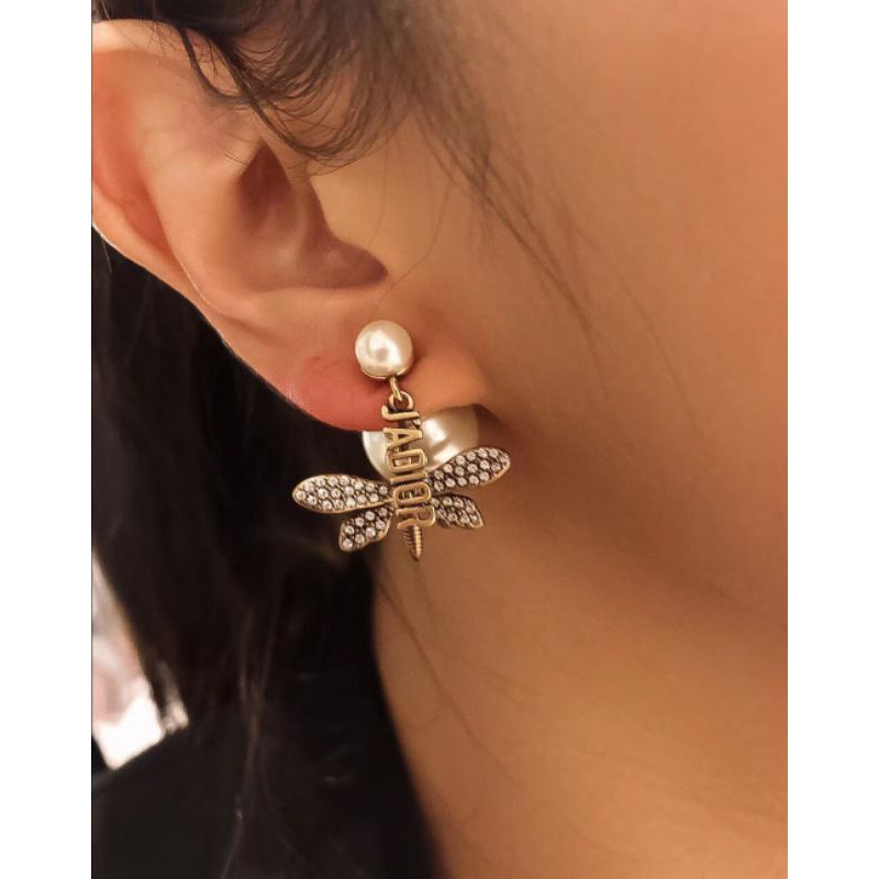 Bông Tai Dior 2021 Hình Bướm Đính Ngọc Trai Sang Trọng Cho Nữ