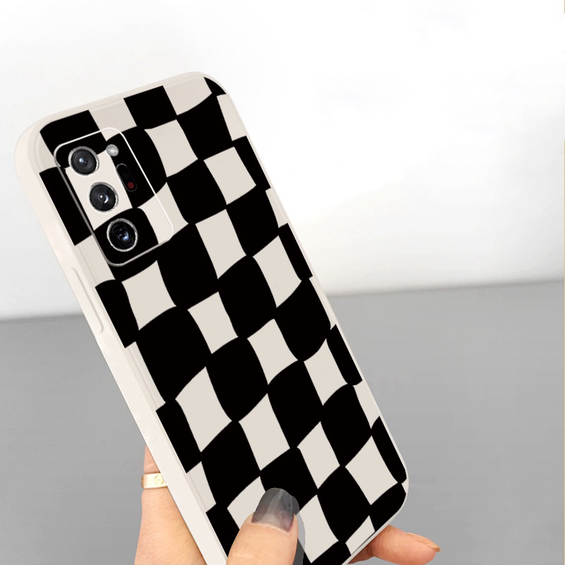 Ốp Điện Thoại Cạnh Vuông Mềm Họa Tiết Caro Cổ Điển Cho Samsung Galaxy Note 20 Ultra A30 A20 A50S A10