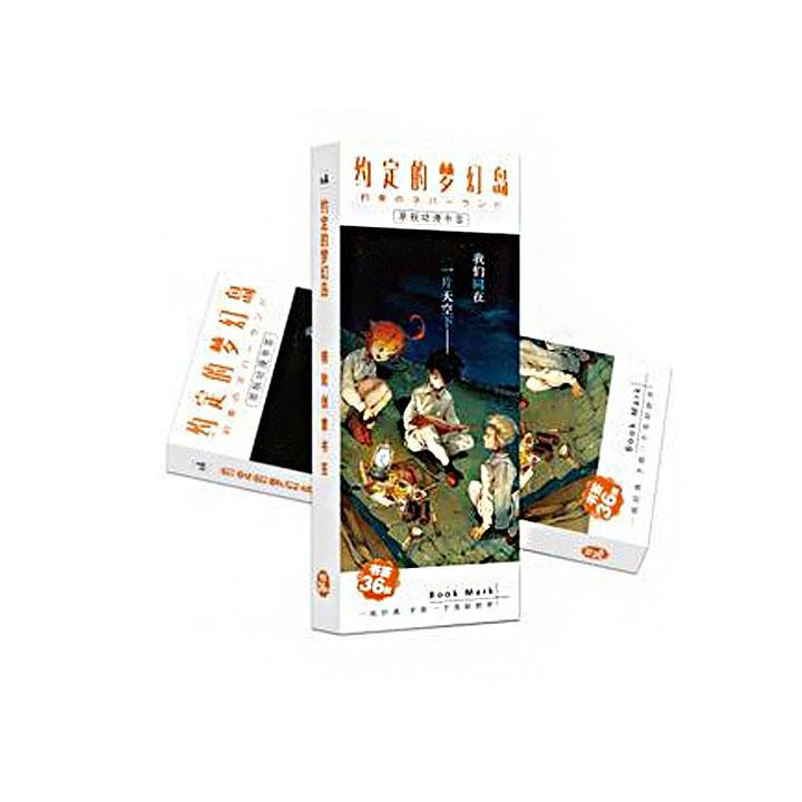 Hộp ảnh Bookmark Miền Đất Hứa The Promised Neverland kẹp sách tiện lợi 36 tấm đánh dấu trang tiện lợi